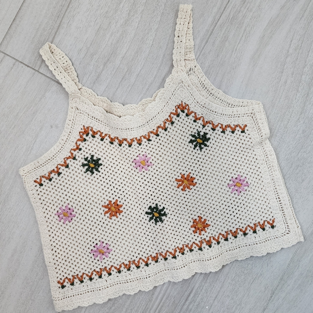 Zara Floral Knit Tank Top